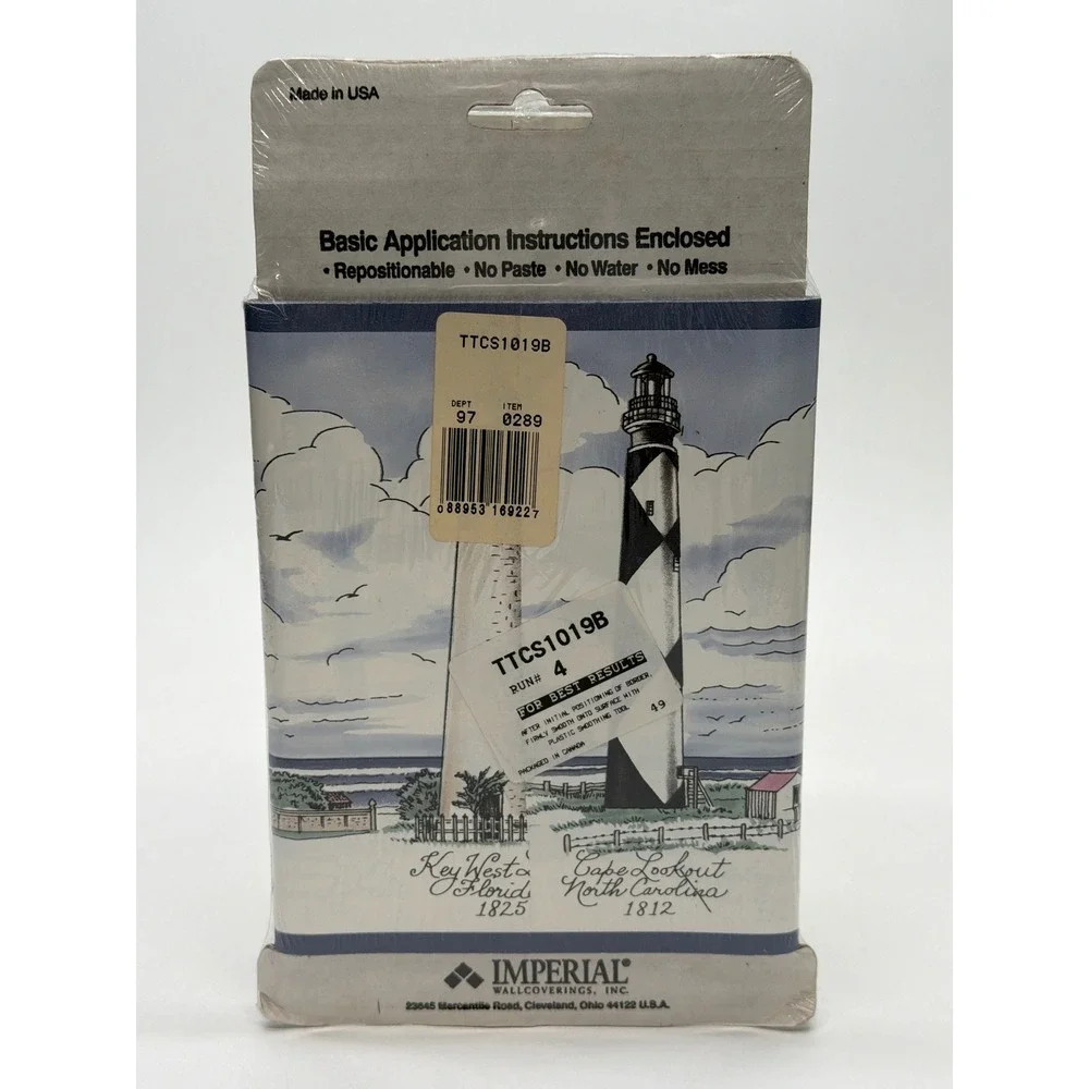 Imperial Impact Lighthouse Self Adhesive Wallpaper Border 5yd Nautical Coastal